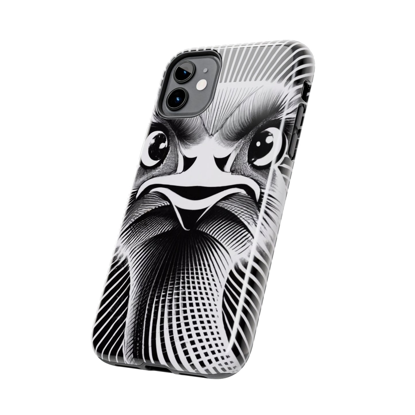 Mystical Stare Monochrome Ostrich Tough Phone Case