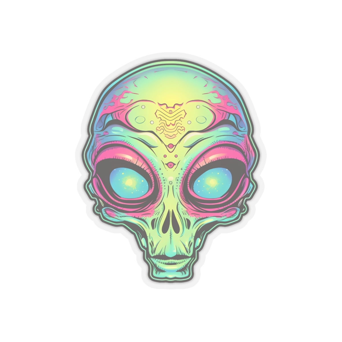 Galactic Spectrum Alien Head Vinyl Sticker