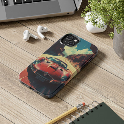 Desert Drive Red Sports Car Tough Phone Case