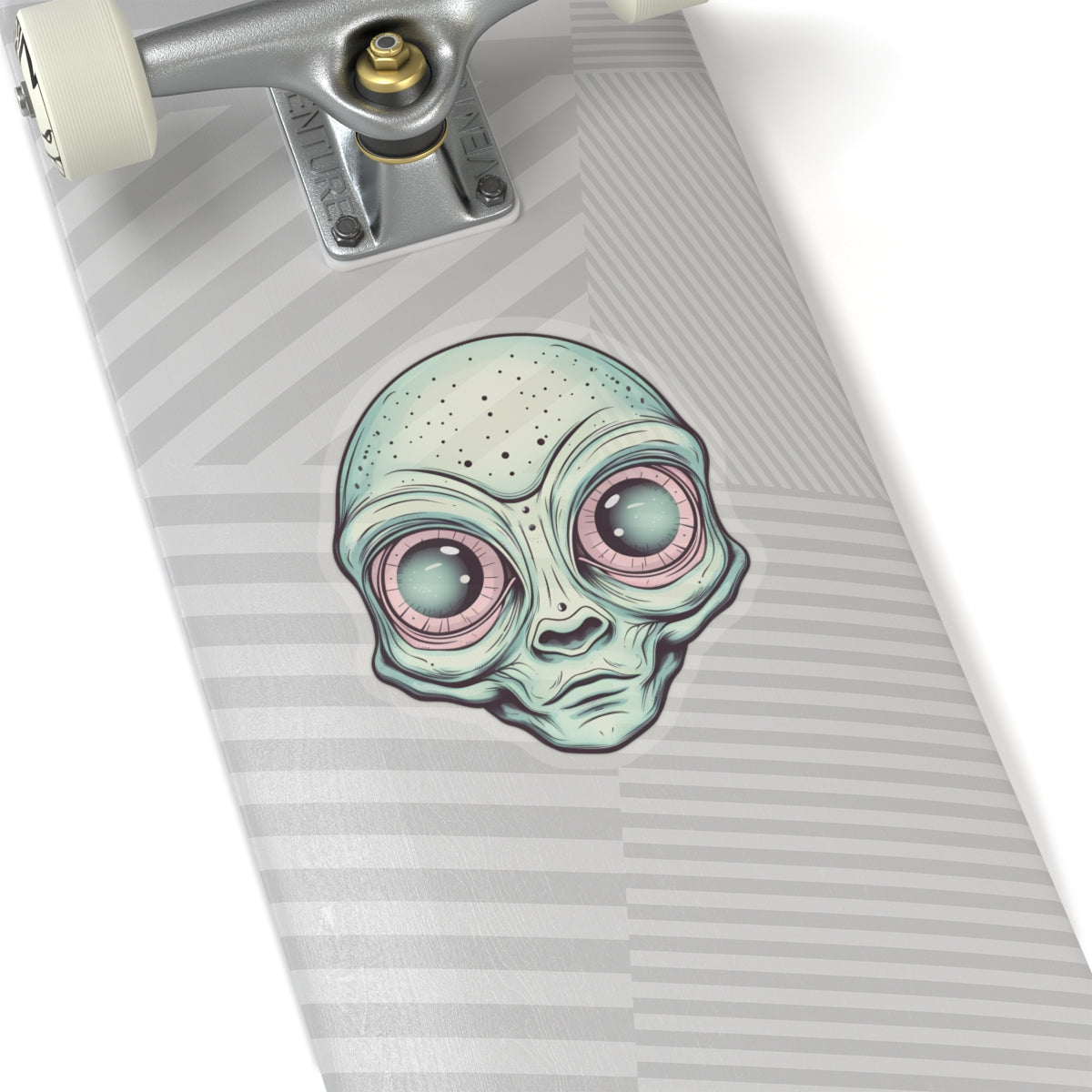 Pale Green Alien Head Vinyl Sticker