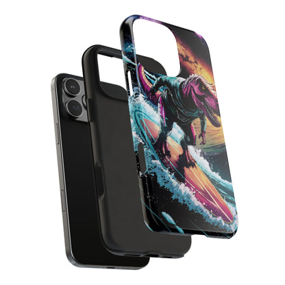 Cosmic T-Rex Surfer Tough Phone Case