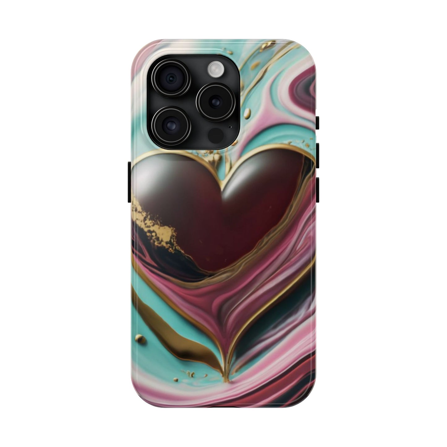 Glossy Heartburst Acrylic Pour Tough Phone Case