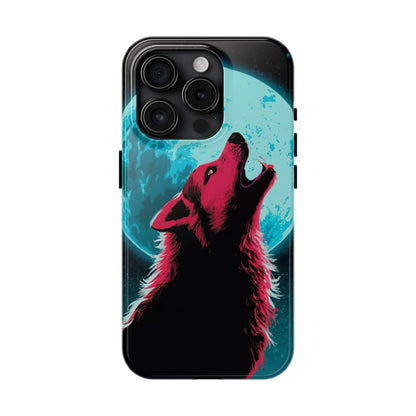 Teal Moon Wolf Serenade Tough Phone Case