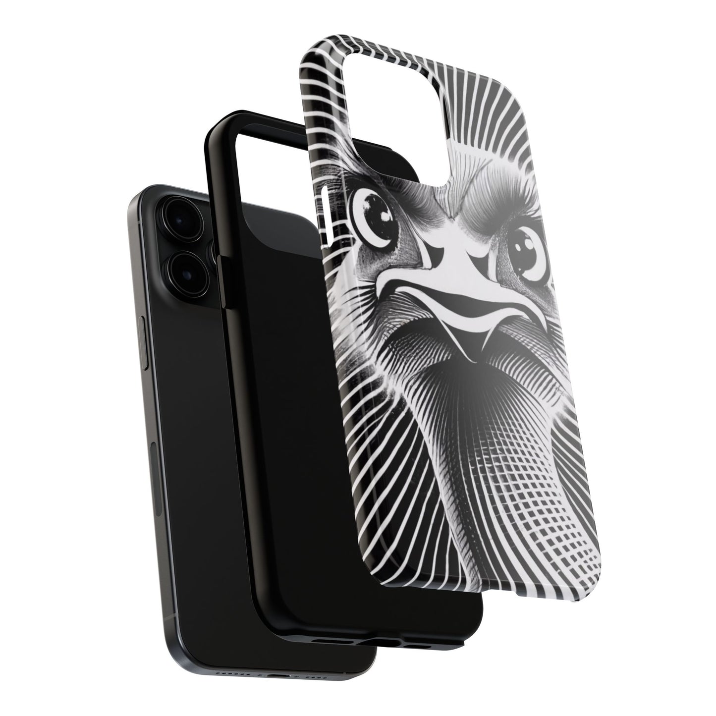 Mystical Stare Monochrome Ostrich Tough Phone Case