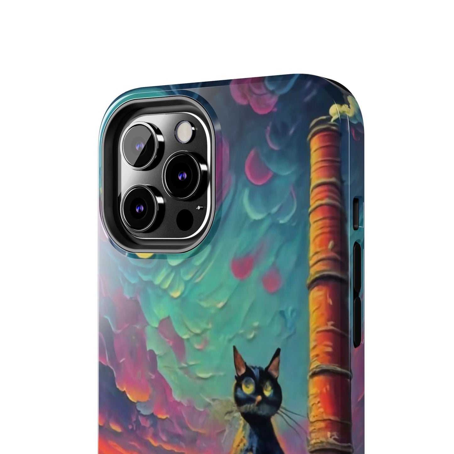 Midnight Rooftop Black Cat Tough Phone Case