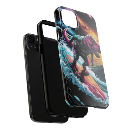 Cosmic T-Rex Surfer Tough Phone Case