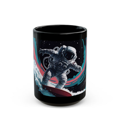 Cosmic Wave Rider Mug – Astronaut Surfing in Space