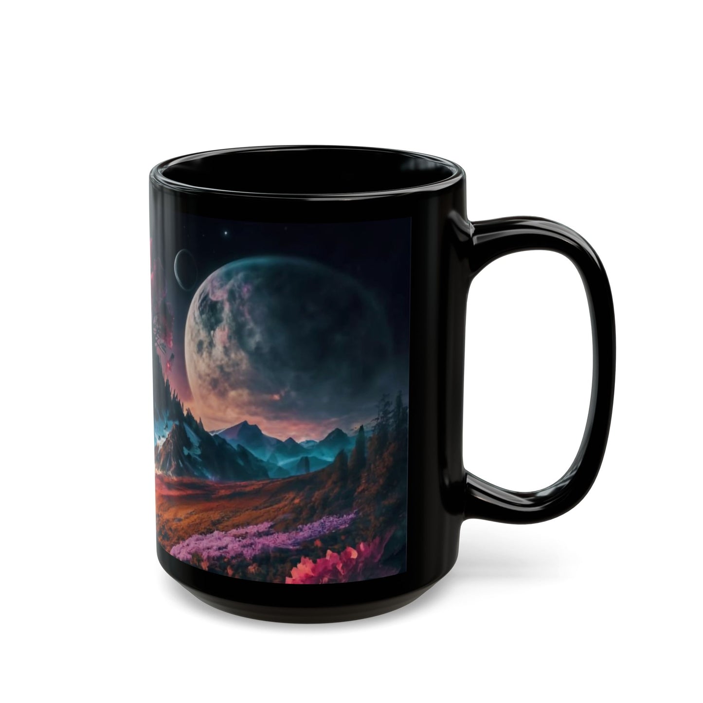 Futuristic Cherry Blossom Mountain Mug