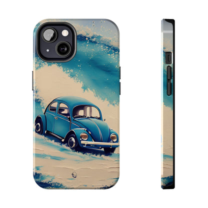 Wave Chasing Painted Blue VDub Beetle - Tough Phone Case