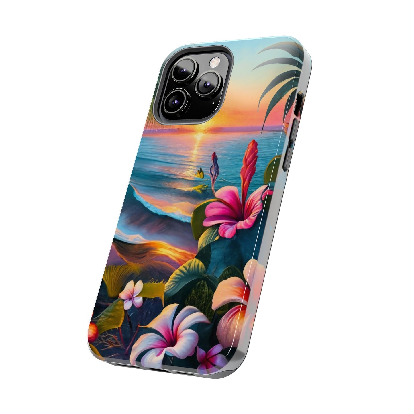 Sunset Beach Hibiscus Palms Tough Phone Case