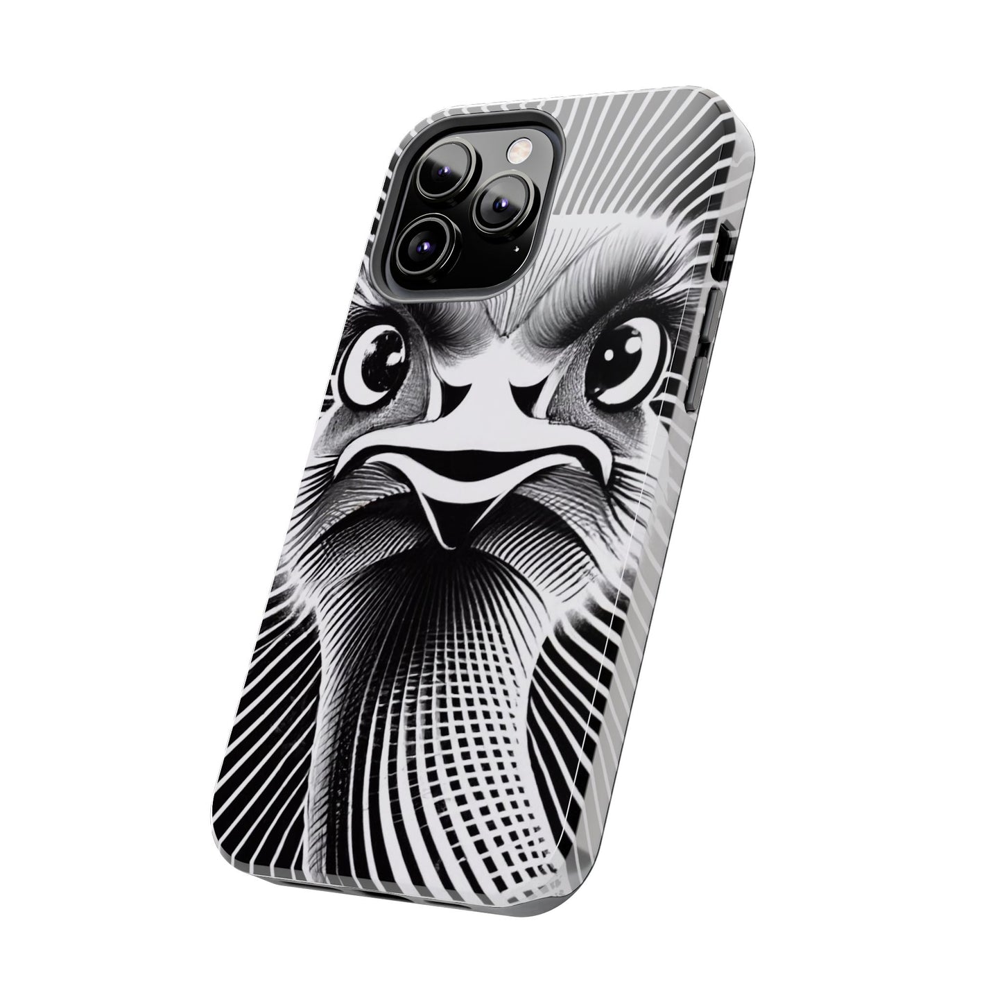 Mystical Stare Monochrome Ostrich Tough Phone Case