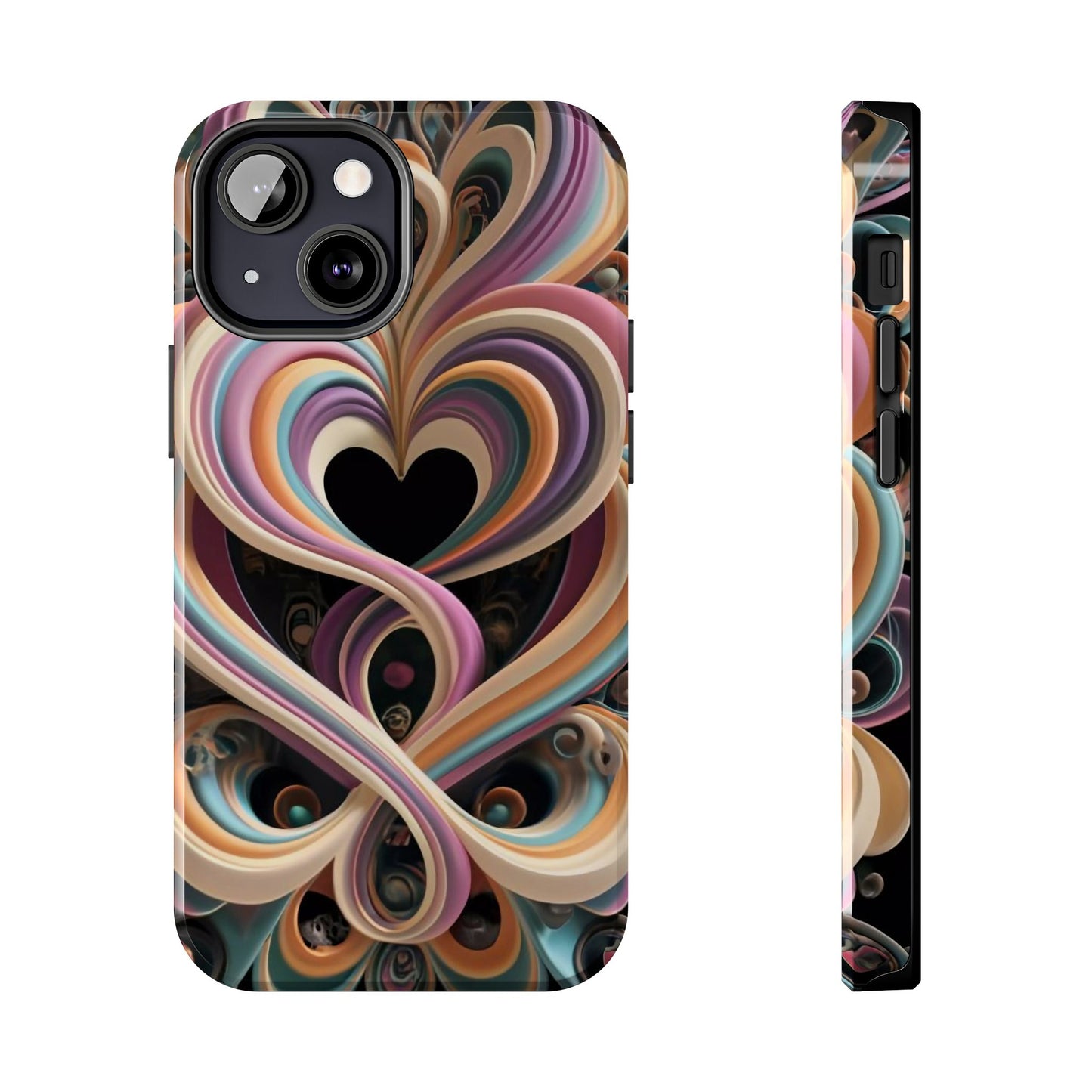 Pastel Heart Wave Abstract Tough Phone Case