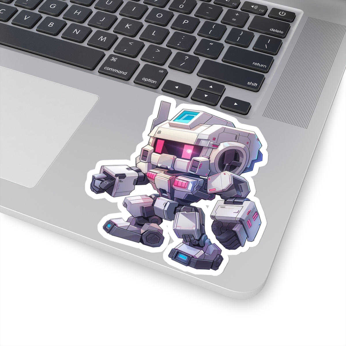 Futuristic White Blocky Robot Vinyl Sticker