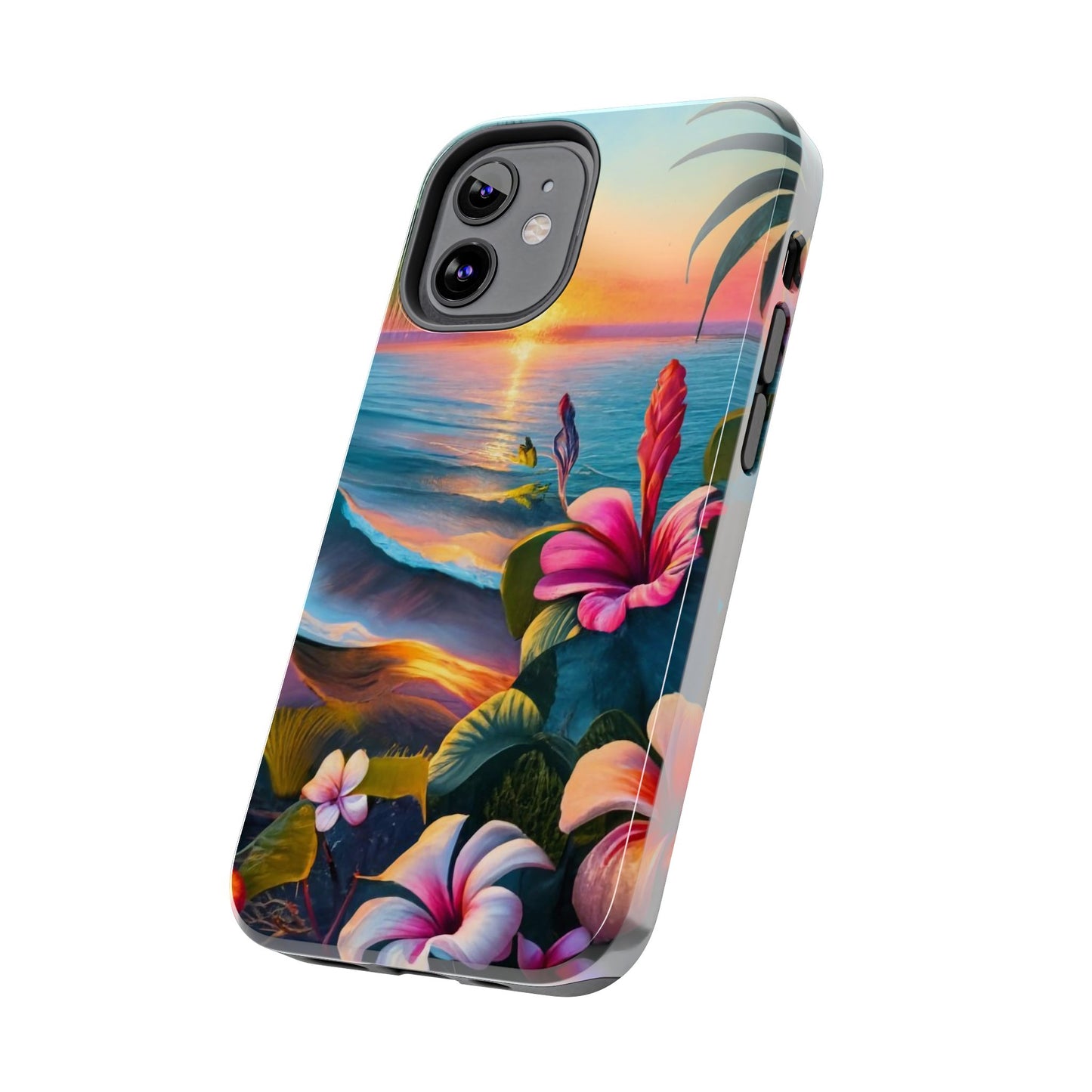 Sunset Beach Hibiscus Palms Tough Phone Case