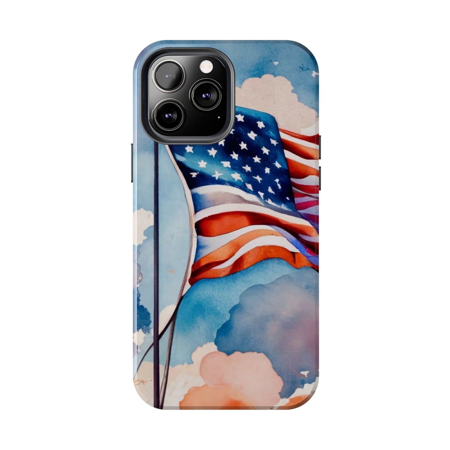 Windswept Patriot Watercolor Flag Tough Phone Case