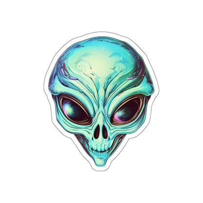 Creepy Green Alien Head Vinyl Sticker