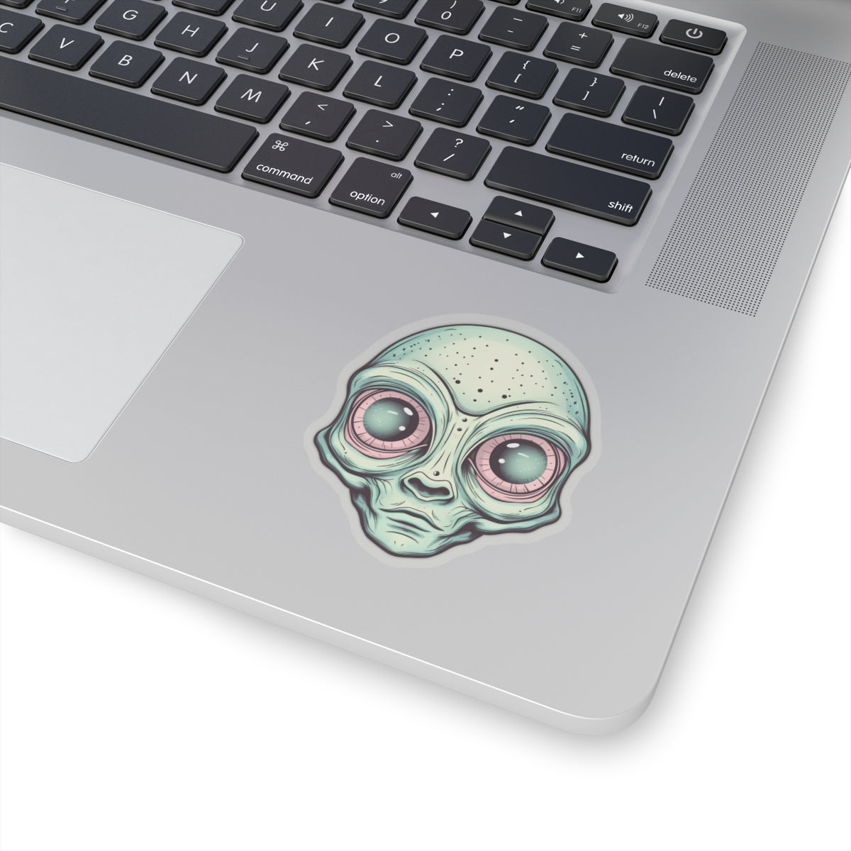 Pale Green Alien Head Vinyl Sticker