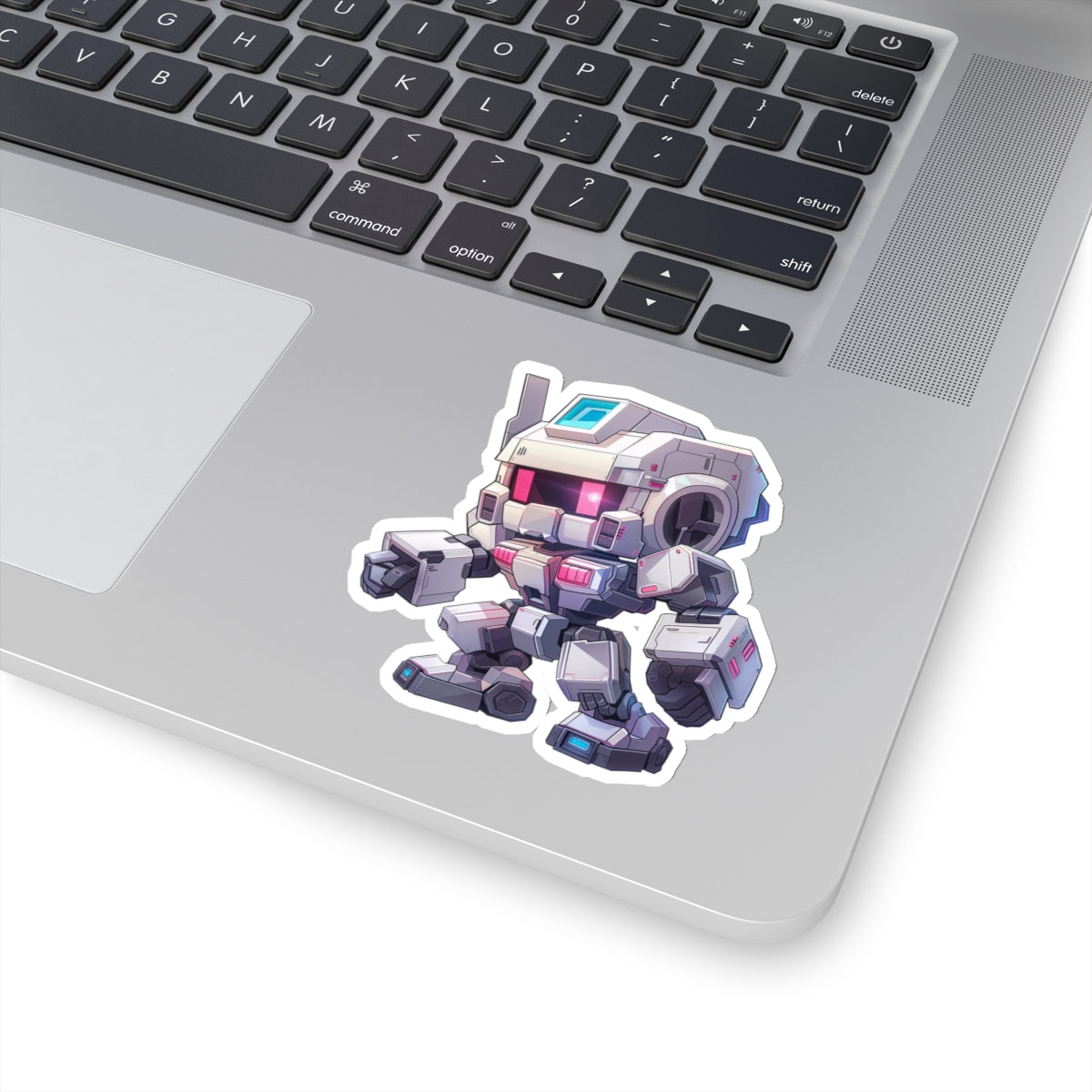 Futuristic White Blocky Robot Vinyl Sticker