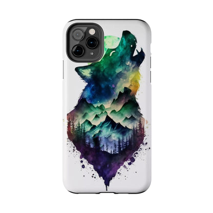 Moonlit Howling Wolf Double Exposure Tough Phone Case