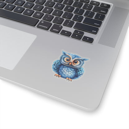 Azure Owl Watercolor Cartoon Sticker