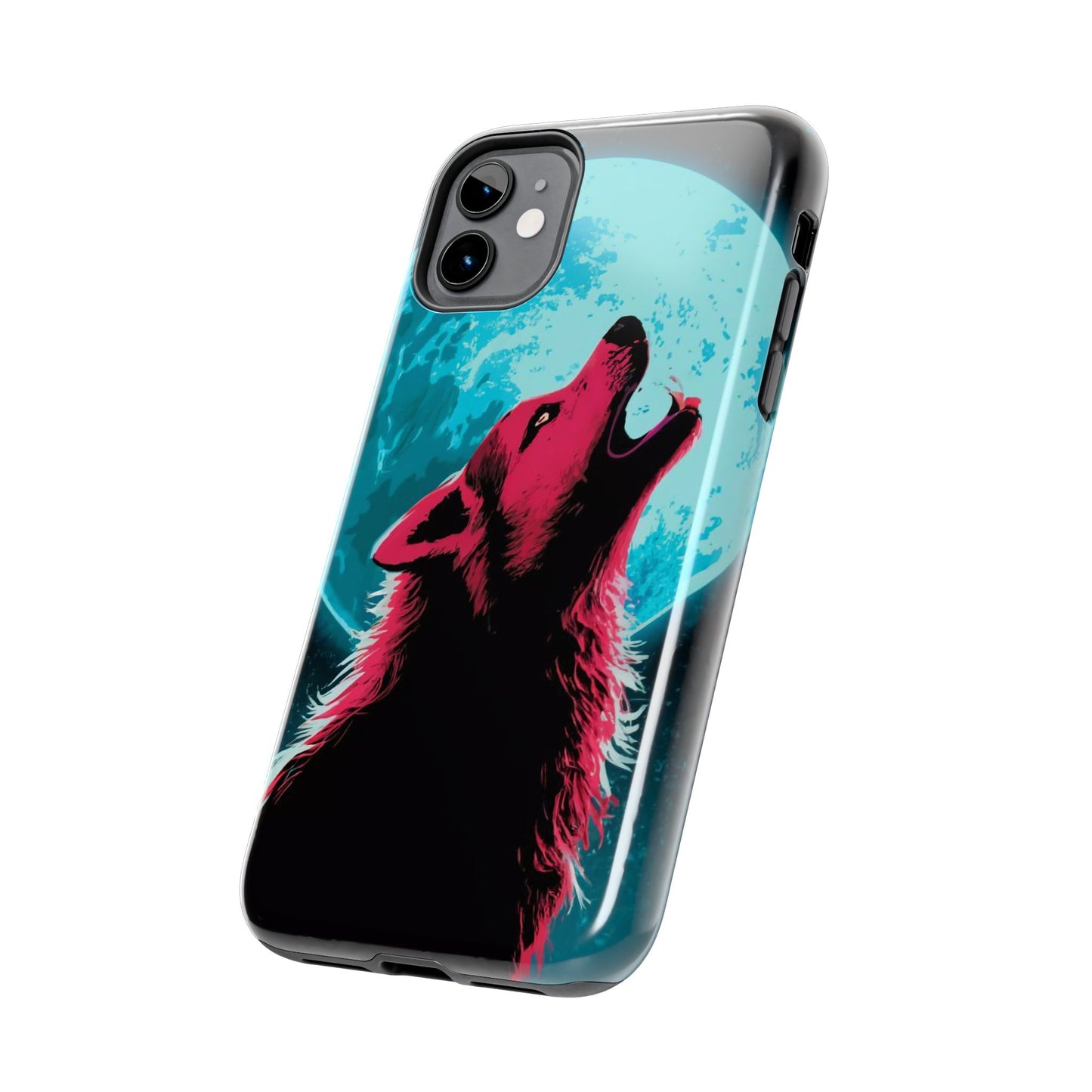 Teal Moon Wolf Serenade Tough Phone Case