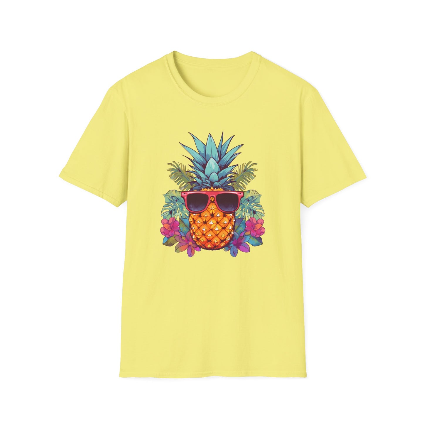 Tropical Pineapple Bloom Unisex Softstyle T-Shirt - Comfortable Tee with Vibrant Pineapple Design for Summer Vibes