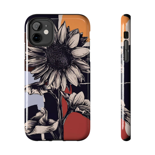 Ink Block Sunflower Line Art Tough Phone Case