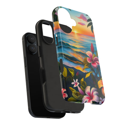 Sunset Palms and Hibiscus Tough Phone Case