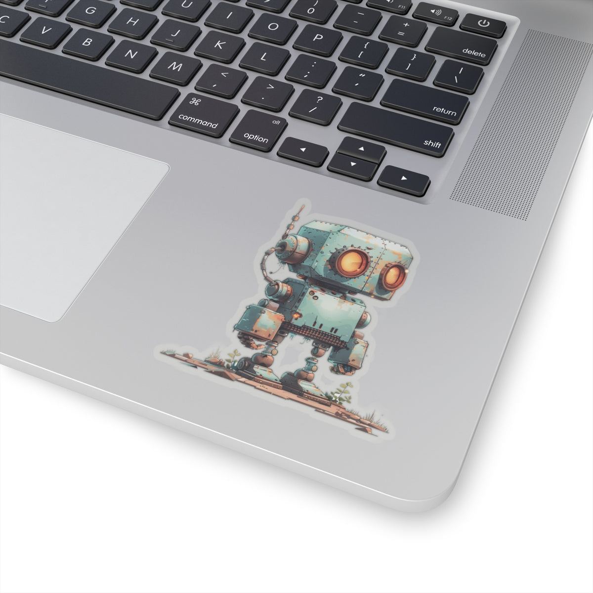 Ship Tank Rusty Teal Robot Vinyl Sticker