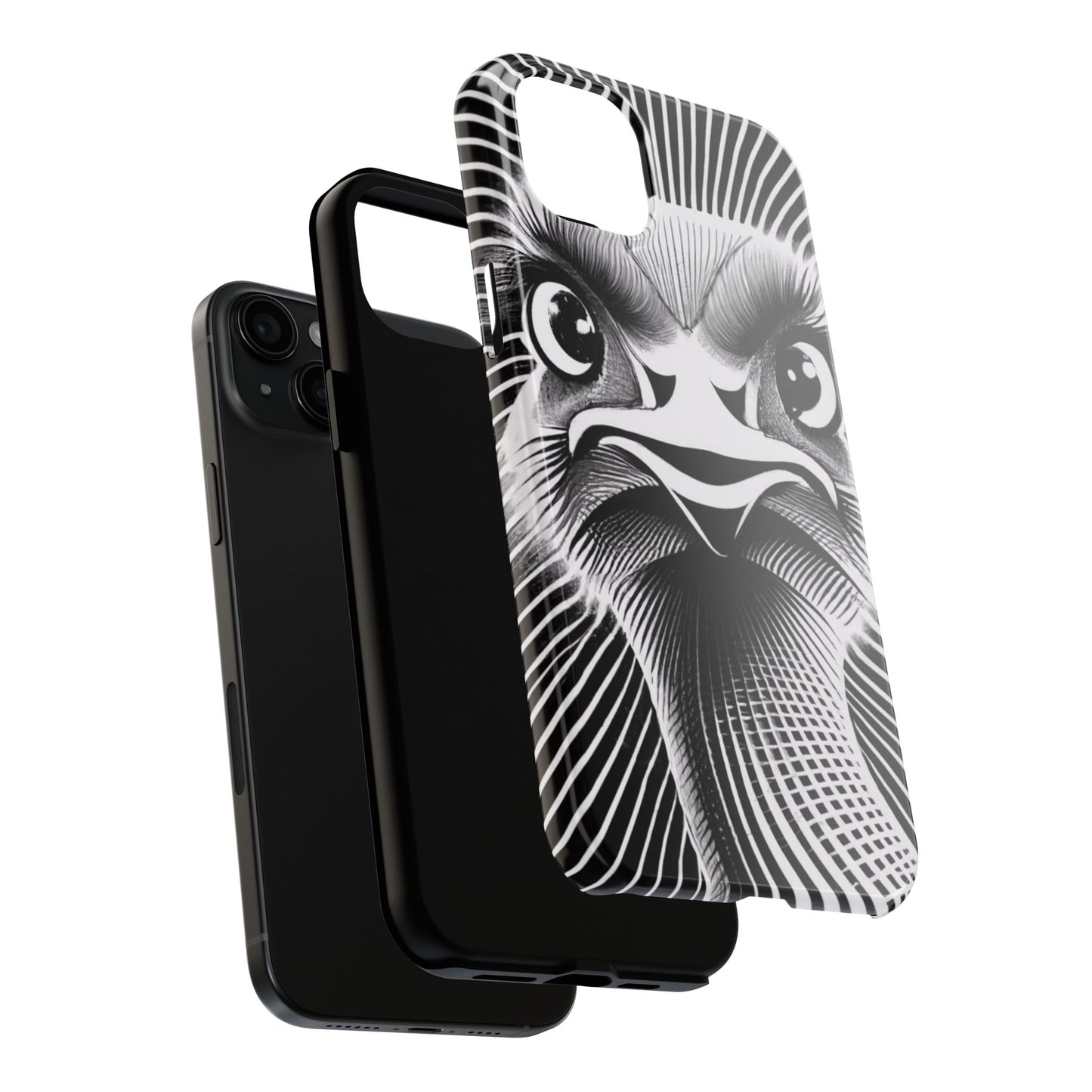 Mystical Stare Monochrome Ostrich Tough Phone Case