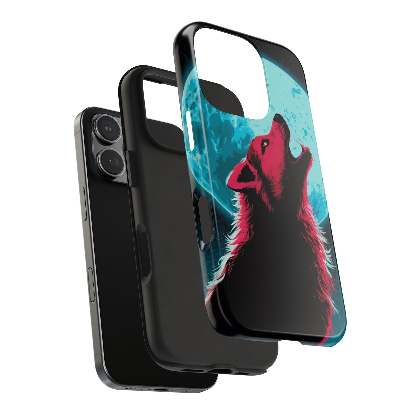 Teal Moon Wolf Serenade Tough Phone Case