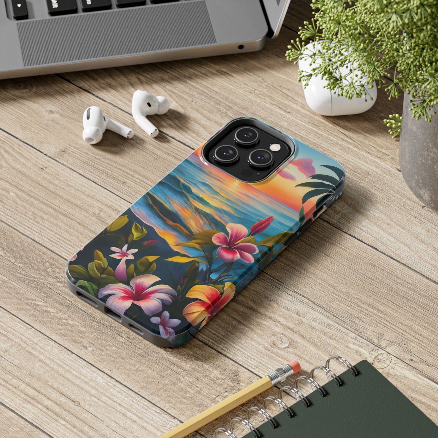 Sunset Palms and Hibiscus Tough Phone Case