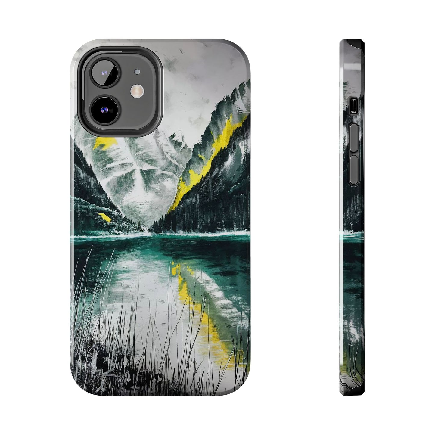 Serene Valley Charcoal Landscape Tough Phone Case