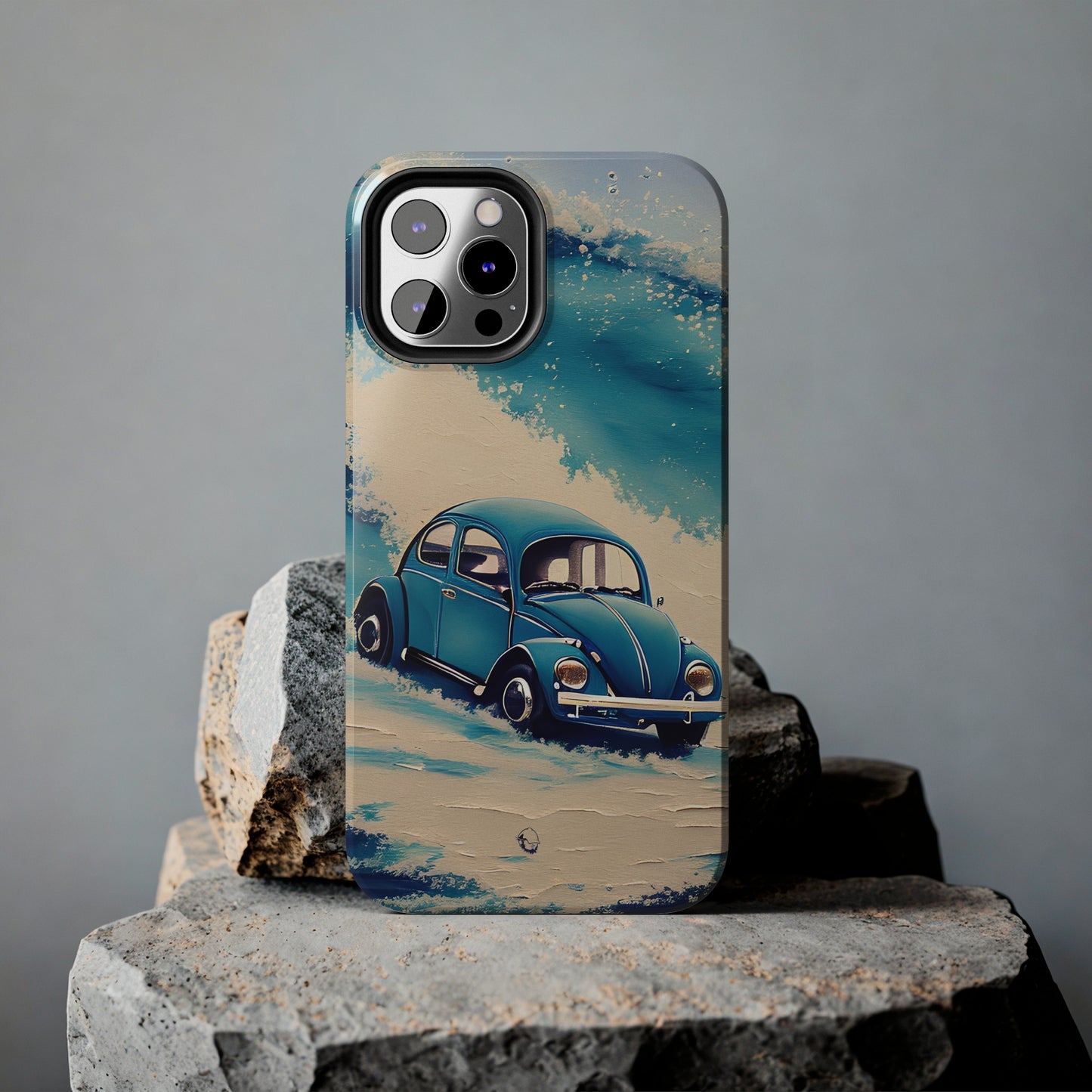 Wave Chasing Painted Blue VDub Beetle - Tough Phone Case