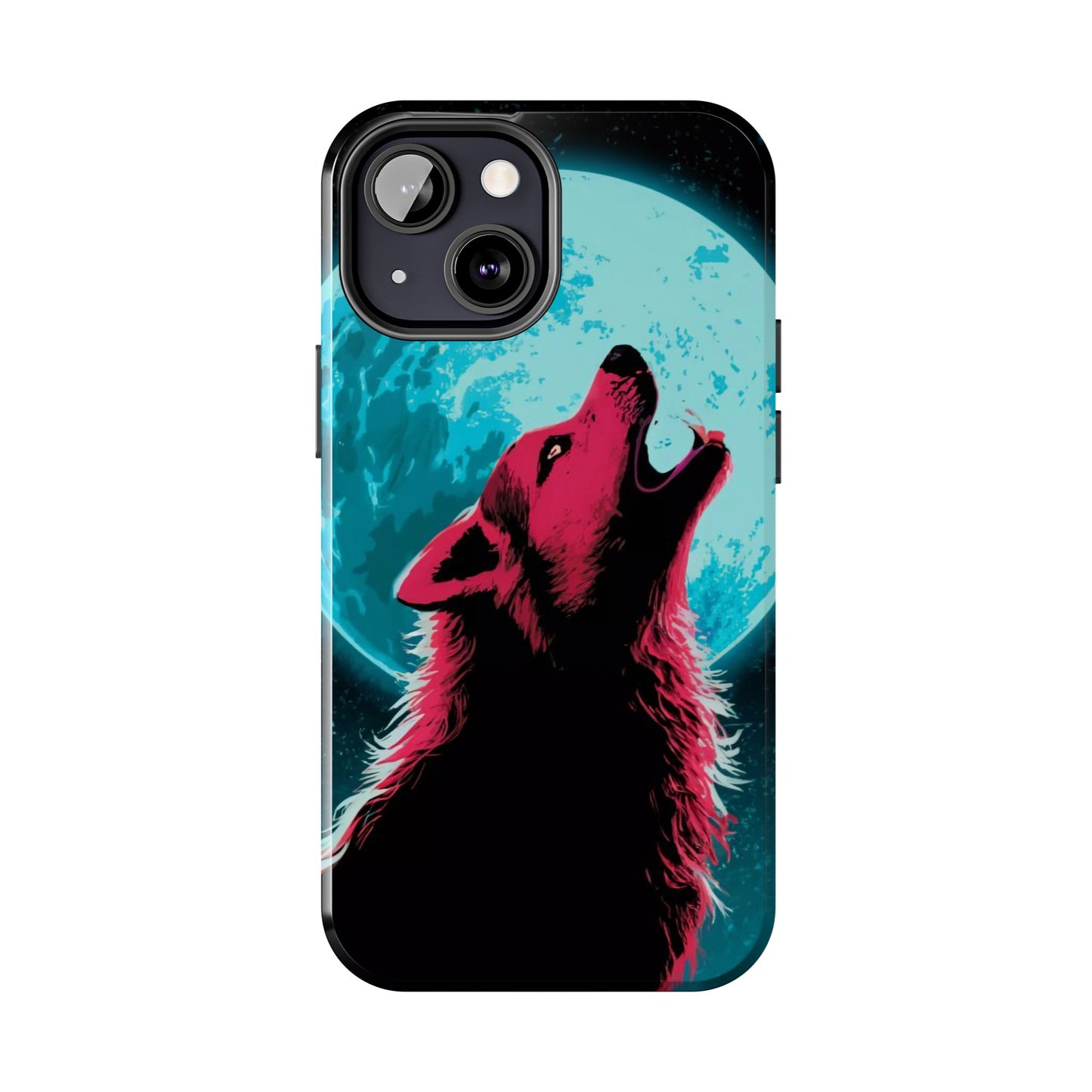 Teal Moon Wolf Serenade Tough Phone Case