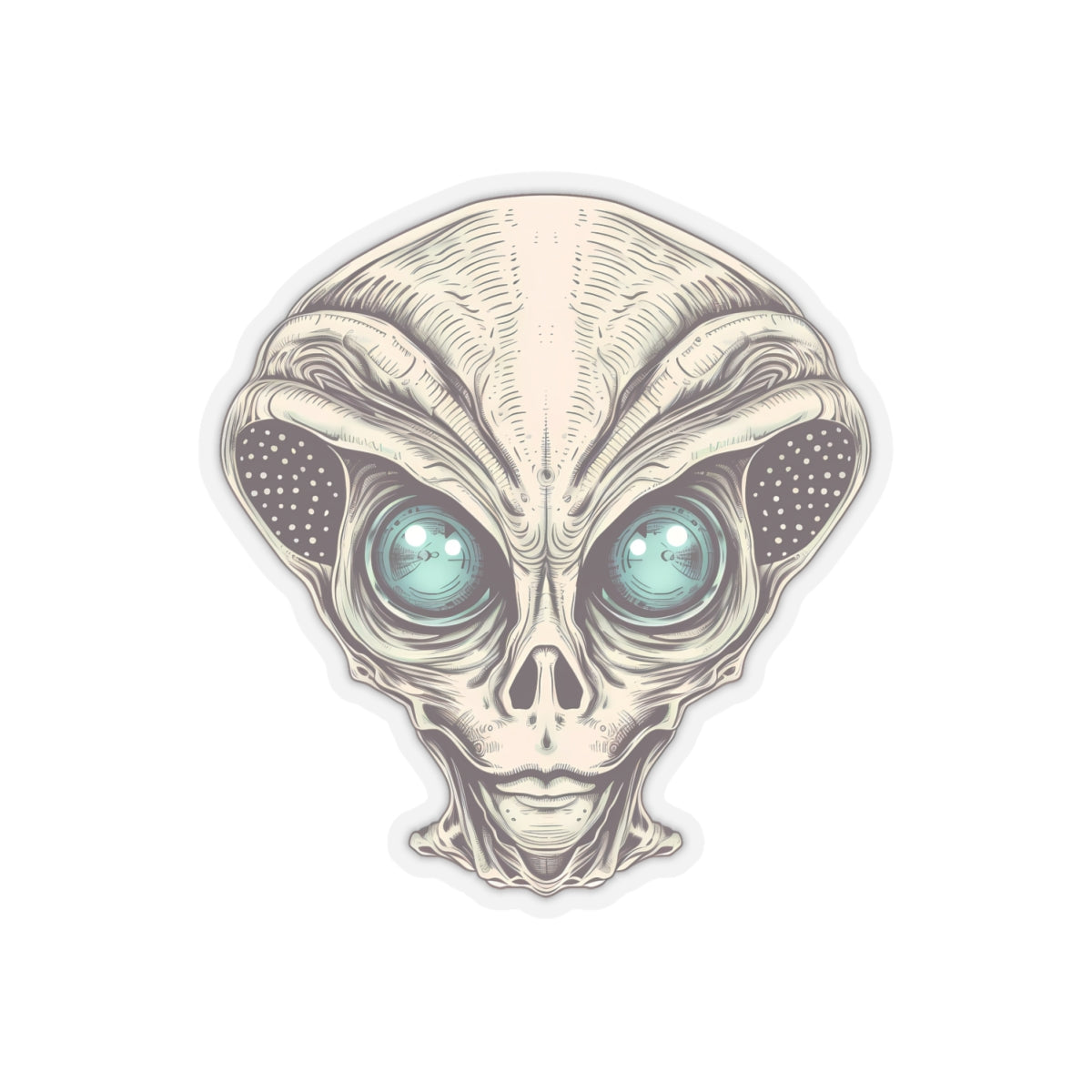 Tan Alien Head Vinyl Sticker