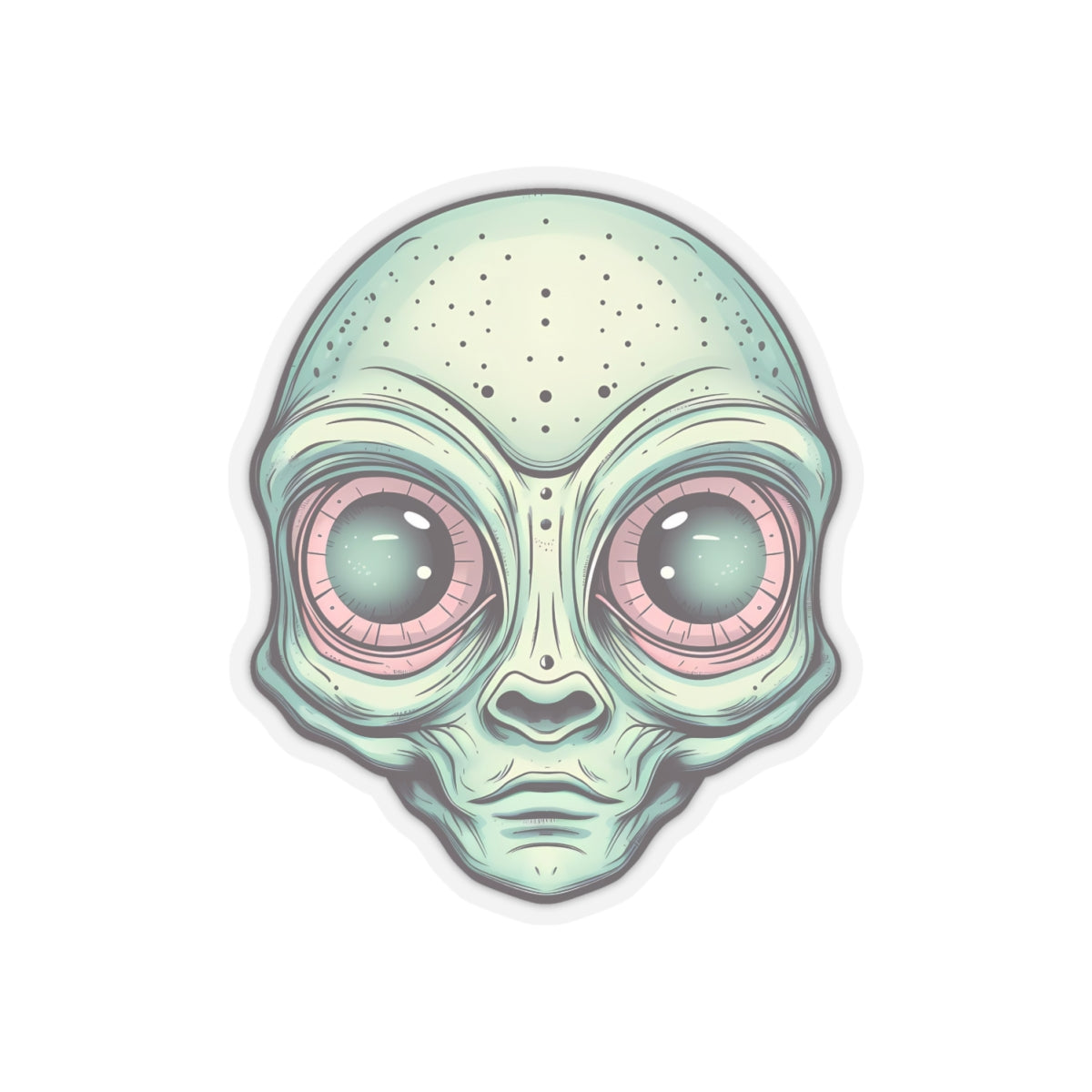 Pale Green Alien Head Vinyl Sticker