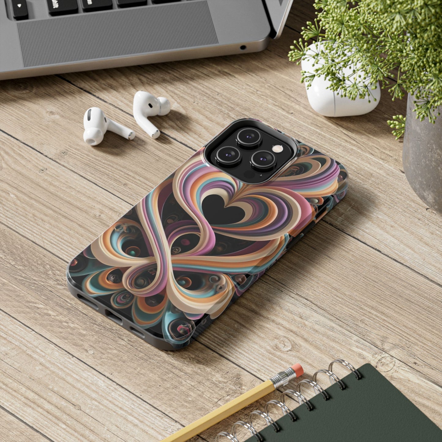 Pastel Heart Wave Abstract Tough Phone Case