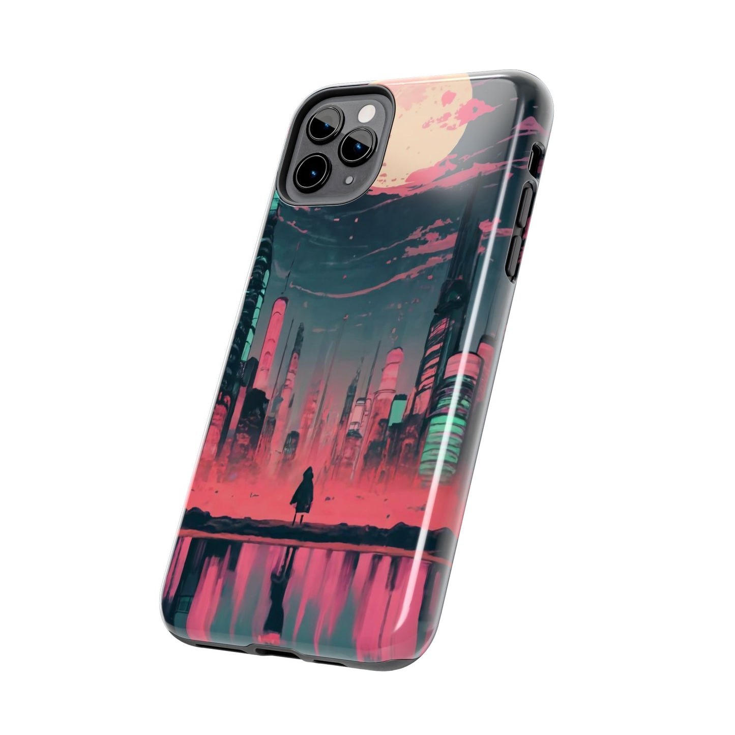 Moonlit Cityscape Night View Tough Phone Case