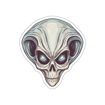 Pale Blue Skull Alien Head Vinyl Sticker