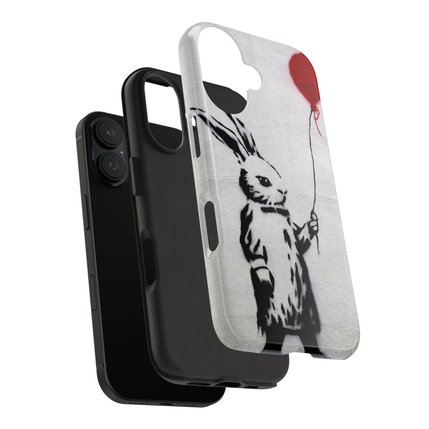 Banksy-Inspired Rabbit Balloon Escape Tough Phone Case