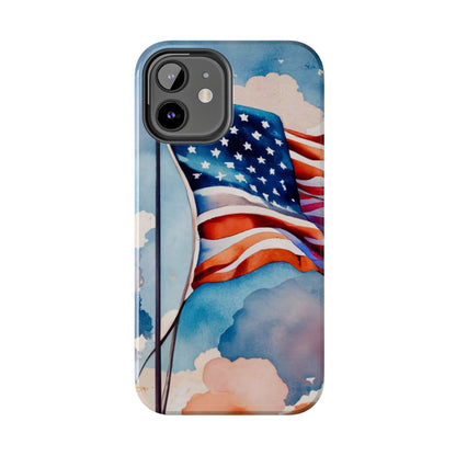 Windswept Patriot Watercolor Flag Tough Phone Case