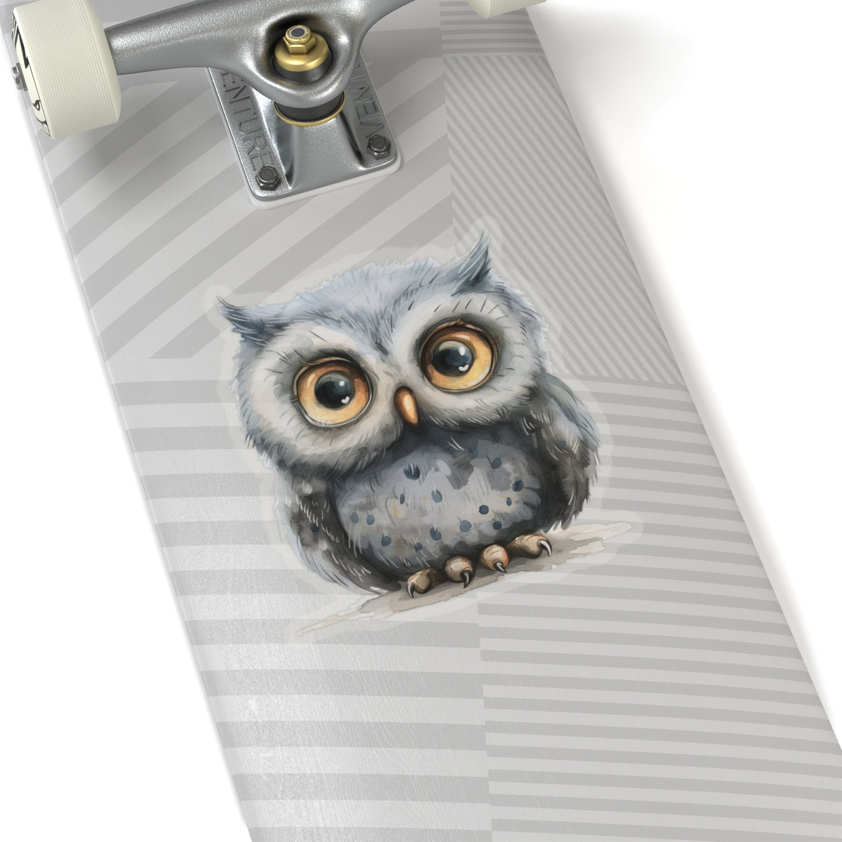 Charming Gray Owl Watercolor Cartoon Sticker