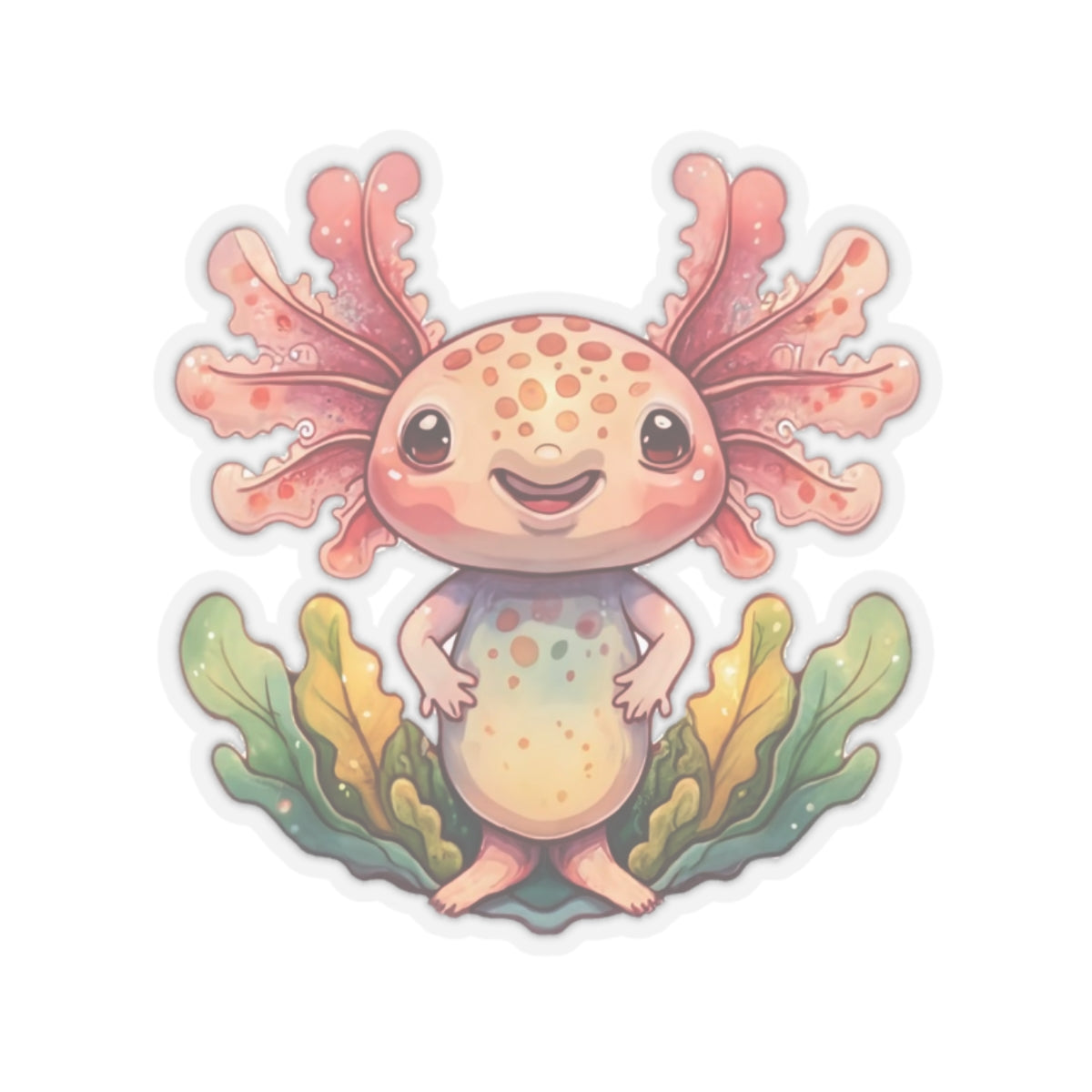 Cute Axolotl Watercolor Cartoon Sticker