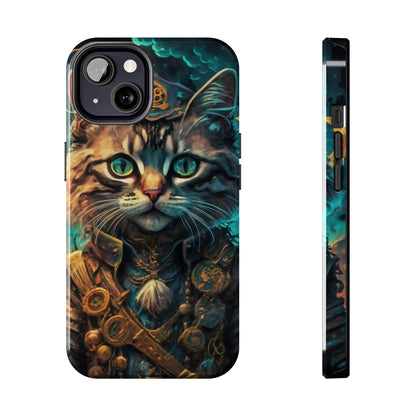 Cartoon Cat Pirate Starry Night Tough Phone Case