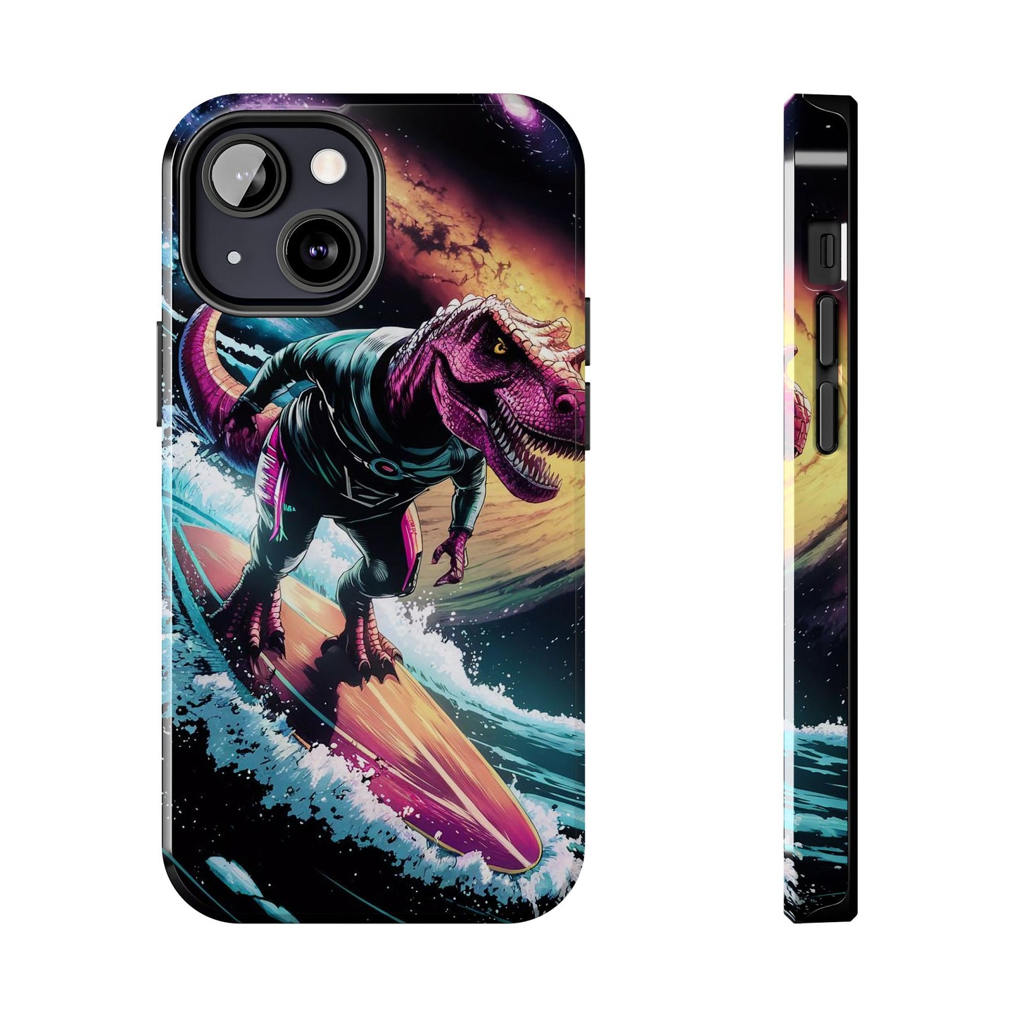 Cosmic T-Rex Surfer Tough Phone Case