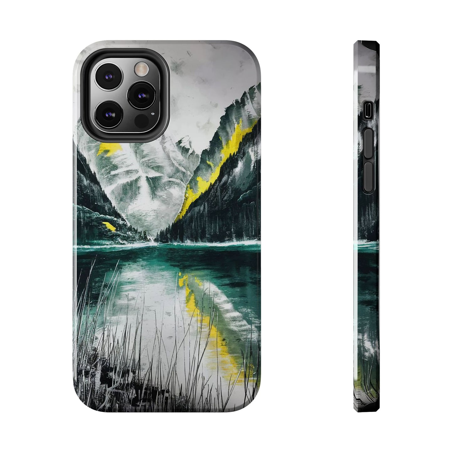 Serene Valley Charcoal Landscape Tough Phone Case