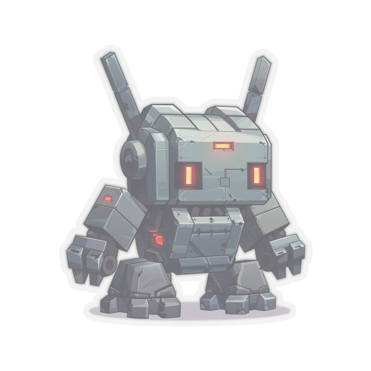 Battle-Ready Gray-Green Robot Vinyl Sticker