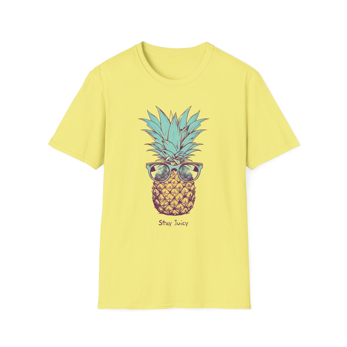 Stay Juicy Pineapple Unisex Softstyle T-Shirt - Comfortable Tee with Playful Pineapple Design for Summer Vibes