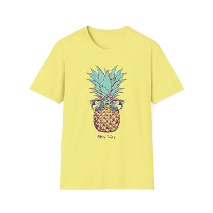 Stay Juicy Pineapple Unisex Softstyle T-Shirt - Comfortable Tee with Playful Pineapple Design for Summer Vibes